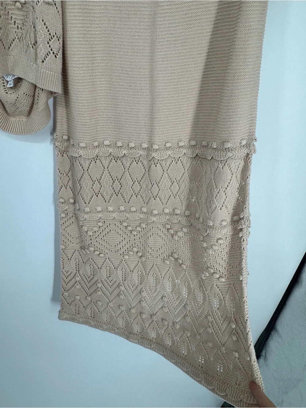 Intermix Dawson Pointelle Knit Halter & Midi Skirt Set Beige Resort Beachy